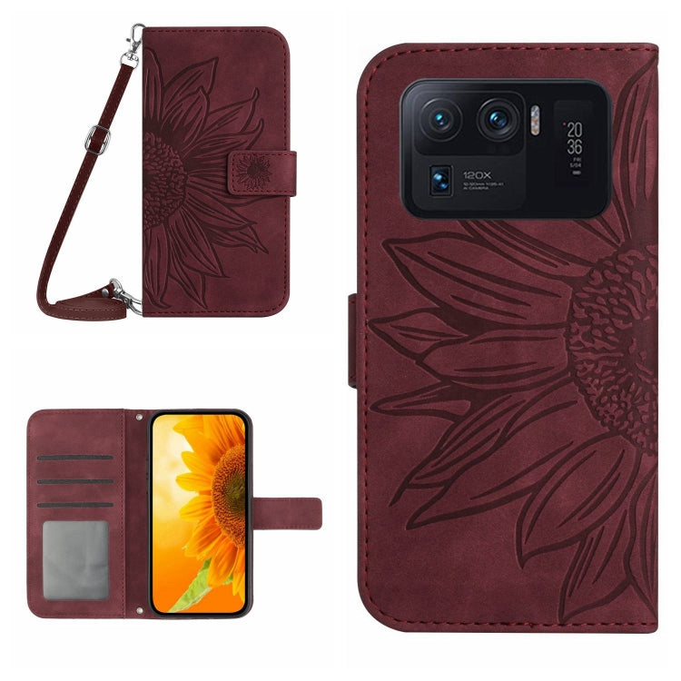 For Xiaomi Mi 11 Ultra Skin Feel Sun Flower Pattern Flip Leather Phone Case with Lanyard