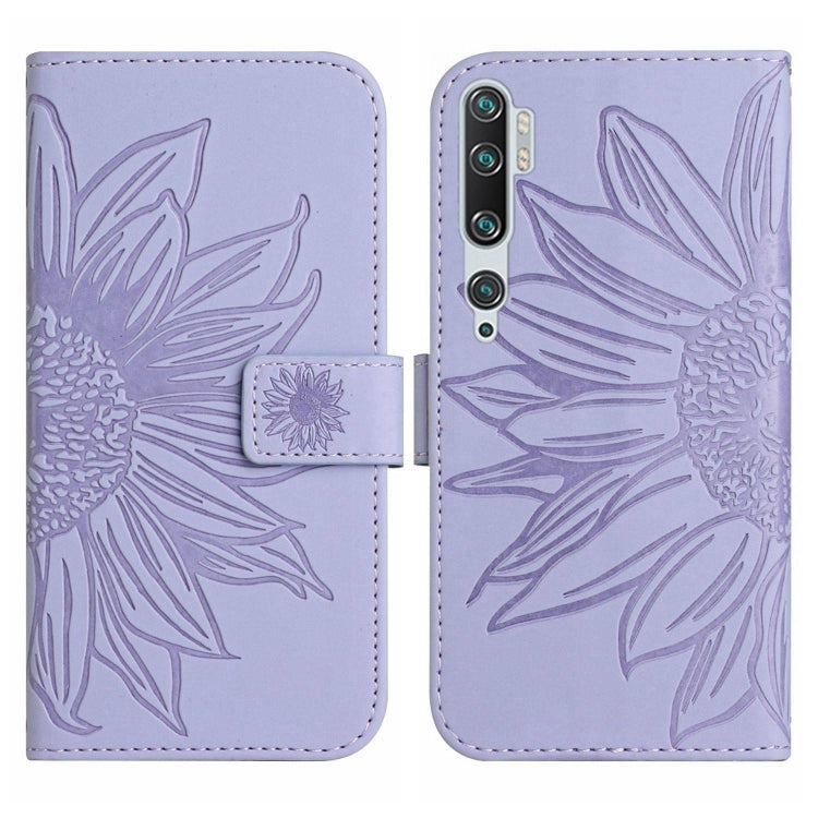 For Xiaomi Mi Note 10 / Note 10 Pro / CC9 Pro Skin Feel Sun Flower Pattern Flip Leather Phone Case with Lanyard