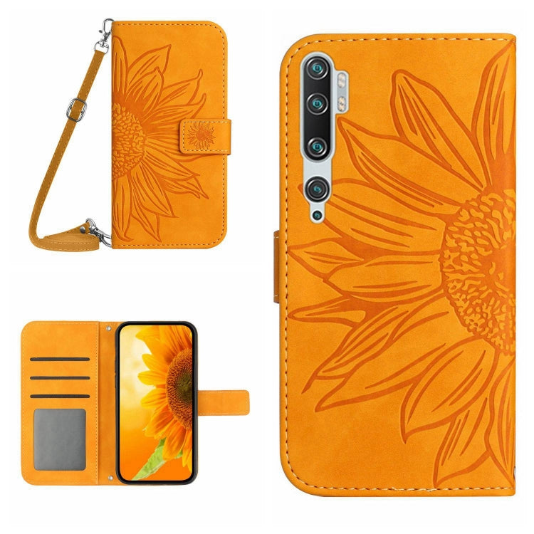 For Xiaomi Mi Note 10 / Note 10 Pro / CC9 Pro Skin Feel Sun Flower Pattern Flip Leather Phone Case with Lanyard