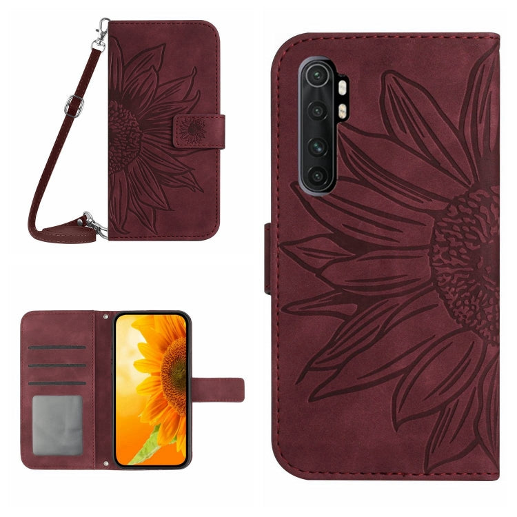 For Xiaomi Redmi Mi Note 10 Lite Skin Feel Sun Flower Pattern Flip Leather Phone Case with Lanyard