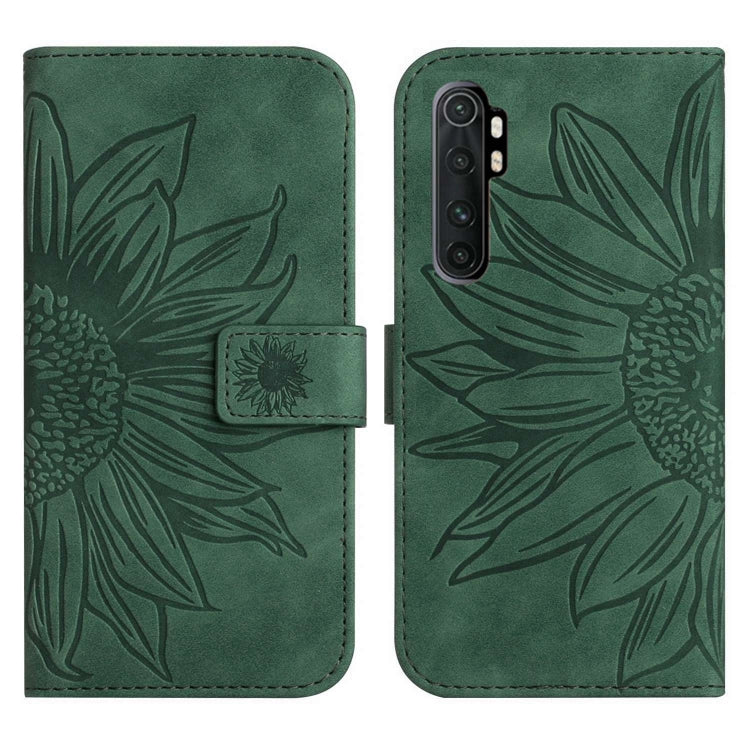 For Xiaomi Redmi Mi Note 10 Lite Skin Feel Sun Flower Pattern Flip Leather Phone Case with Lanyard
