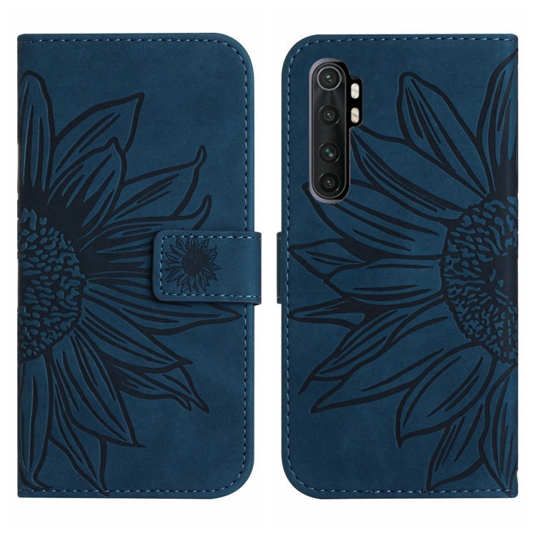 For Xiaomi Redmi Mi Note 10 Lite Skin Feel Sun Flower Pattern Flip Leather Phone Case with Lanyard