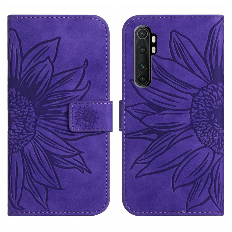 For Xiaomi Redmi Mi Note 10 Lite Skin Feel Sun Flower Pattern Flip Leather Phone Case with Lanyard