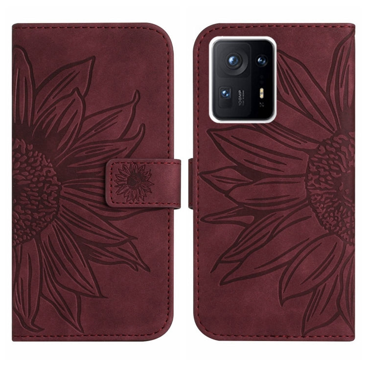 For Xiaomi Mi Mix 4 Skin Feel Sun Flower Pattern Flip Leather Phone Case with Lanyard