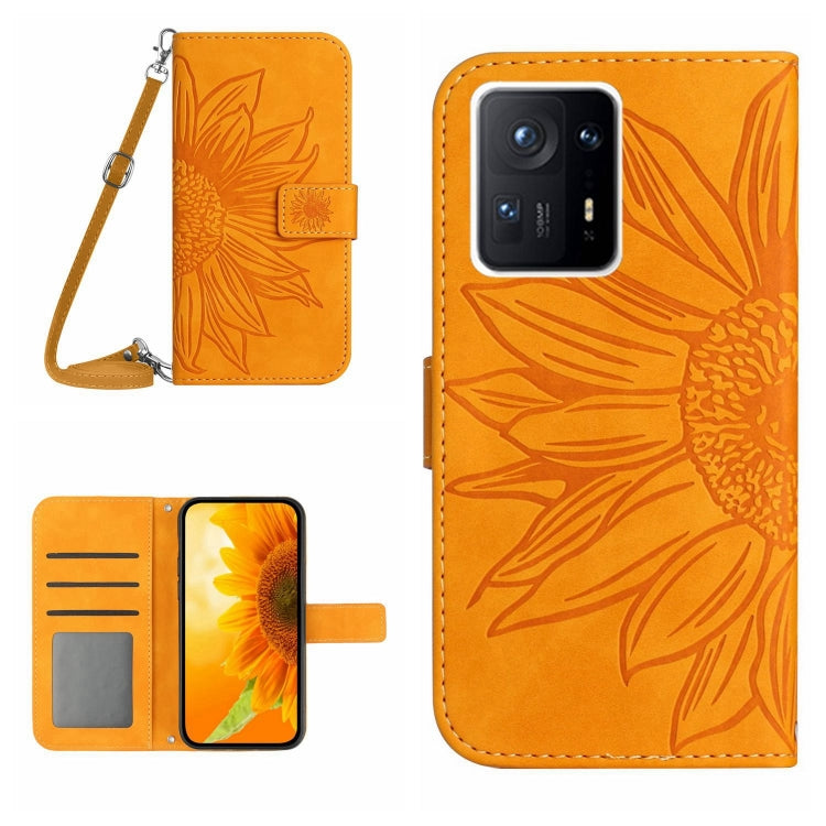 For Xiaomi Mi Mix 4 Skin Feel Sun Flower Pattern Flip Leather Phone Case with Lanyard