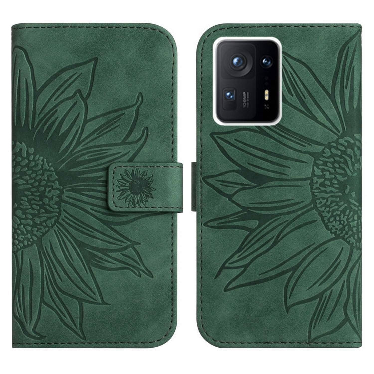 For Xiaomi Mi Mix 4 Skin Feel Sun Flower Pattern Flip Leather Phone Case with Lanyard