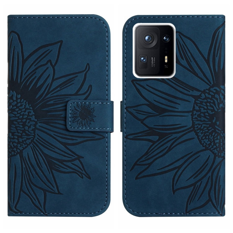 For Xiaomi Mi Mix 4 Skin Feel Sun Flower Pattern Flip Leather Phone Case with Lanyard