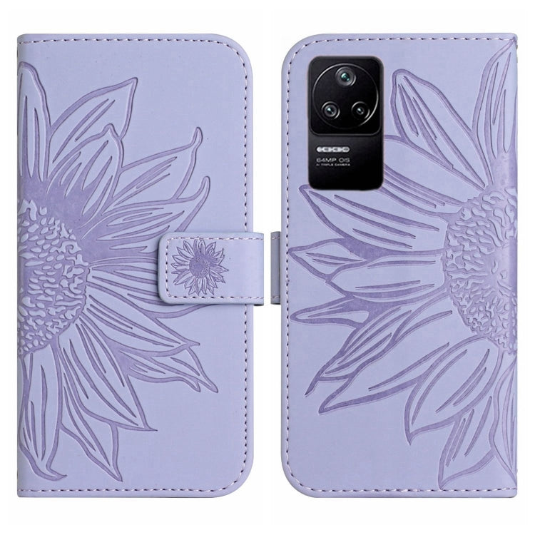 For Xiaomi Poco F4 5G Skin Feel Sun Flower Pattern Flip Leather Phone Case with Lanyard