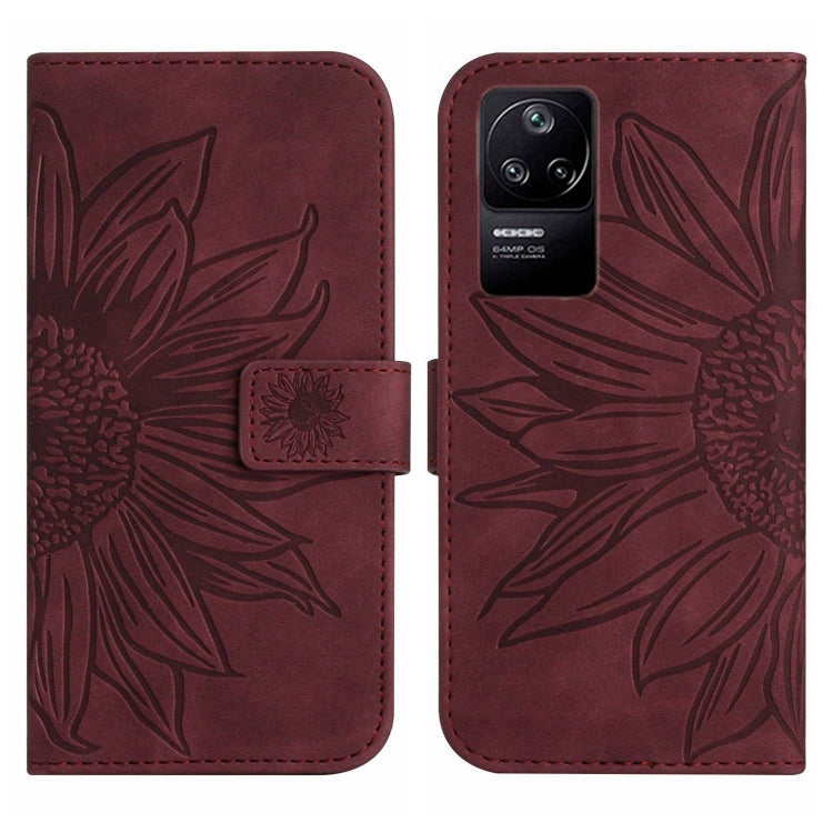 For Xiaomi Poco F4 5G Skin Feel Sun Flower Pattern Flip Leather Phone Case with Lanyard