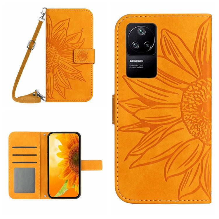 For Xiaomi Poco F4 5G Skin Feel Sun Flower Pattern Flip Leather Phone Case with Lanyard