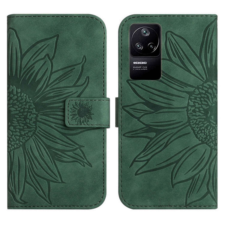 For Xiaomi Poco F4 5G Skin Feel Sun Flower Pattern Flip Leather Phone Case with Lanyard