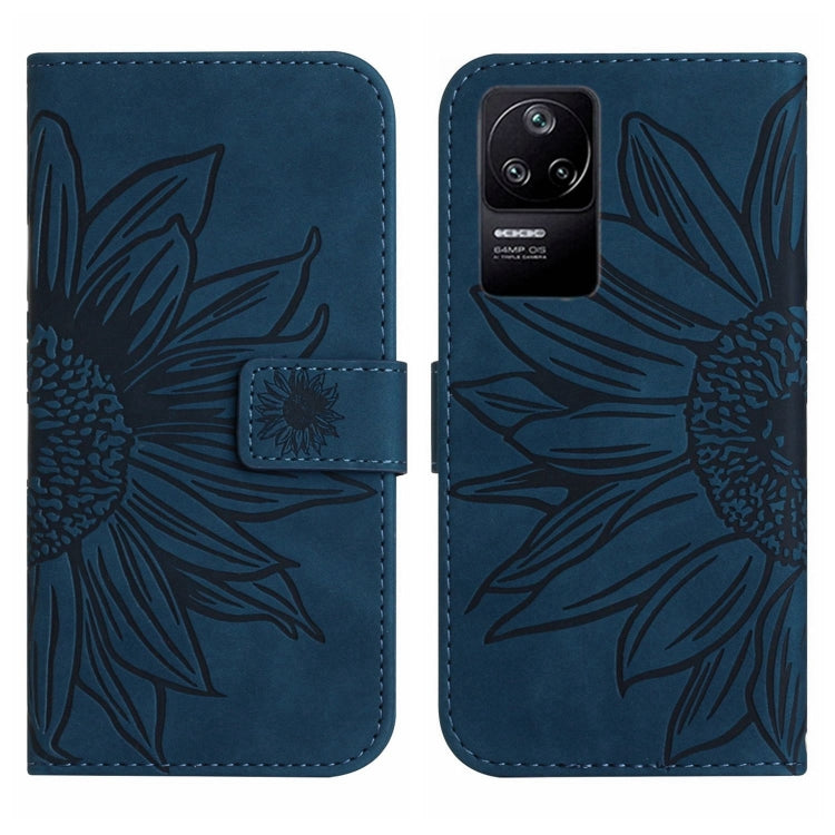 For Xiaomi Poco F4 5G Skin Feel Sun Flower Pattern Flip Leather Phone Case with Lanyard