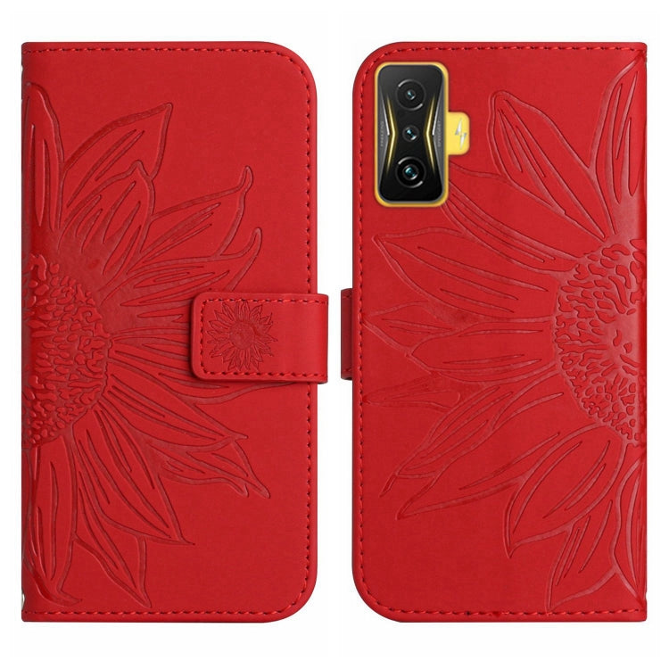 For Xiaomi Poco F4 GT Skin Feel Sun Flower Pattern Flip Leather Phone Case with Lanyard