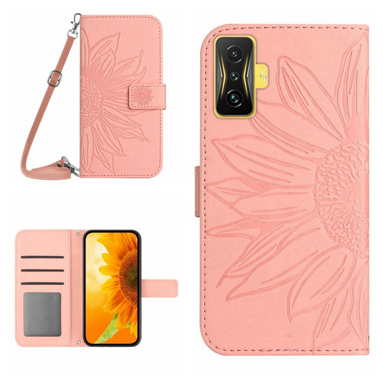 For Xiaomi Poco F4 GT Skin Feel Sun Flower Pattern Flip Leather Phone Case with Lanyard