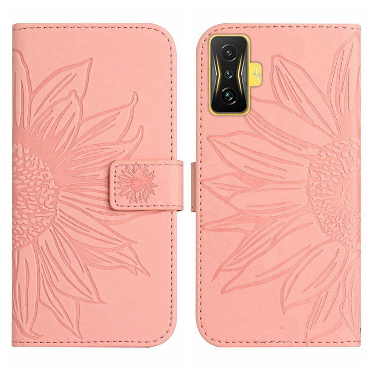 For Xiaomi Poco F4 GT Skin Feel Sun Flower Pattern Flip Leather Phone Case with Lanyard
