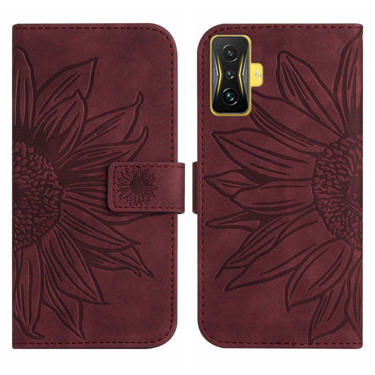 For Xiaomi Poco F4 GT Skin Feel Sun Flower Pattern Flip Leather Phone Case with Lanyard