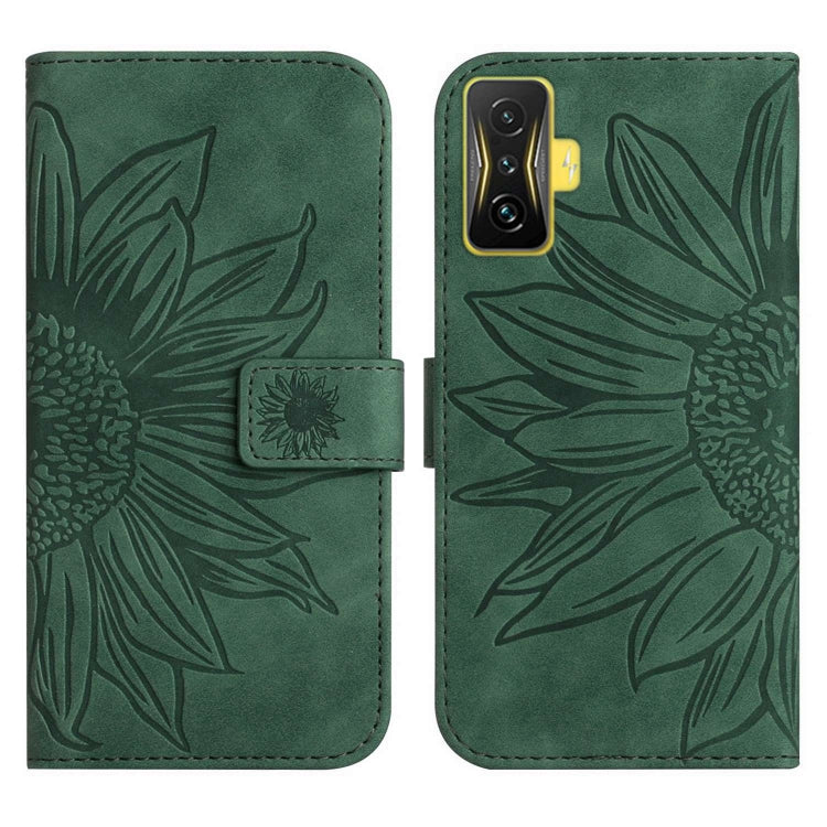 For Xiaomi Poco F4 GT Skin Feel Sun Flower Pattern Flip Leather Phone Case with Lanyard