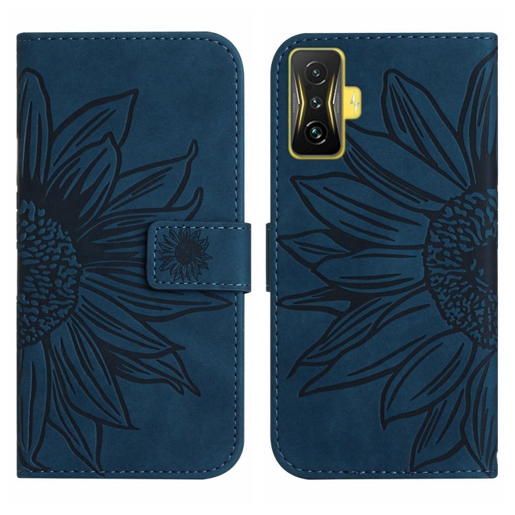 For Xiaomi Poco F4 GT Skin Feel Sun Flower Pattern Flip Leather Phone Case with Lanyard