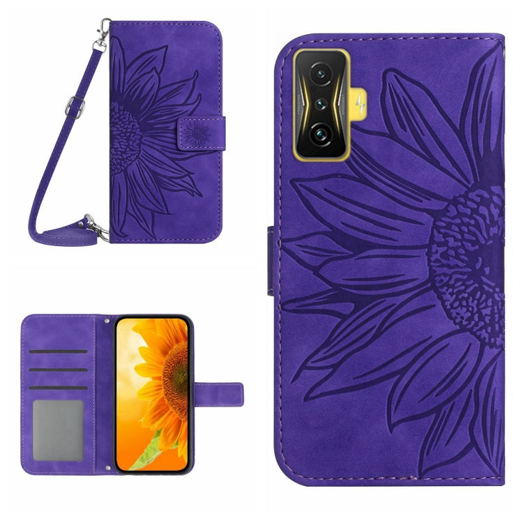 For Xiaomi Poco F4 GT Skin Feel Sun Flower Pattern Flip Leather Phone Case with Lanyard