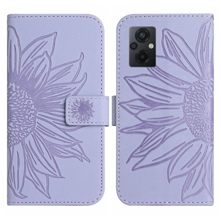 For Xiaomi Poco M5 / Poco M4 5G Skin Feel Sun Flower Pattern Flip Leather Phone Case with Lanyard
