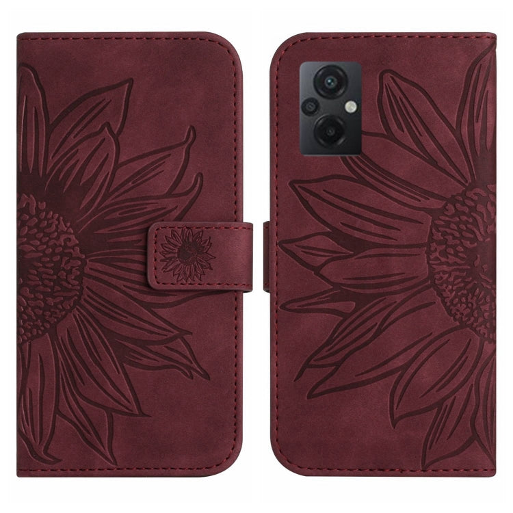 For Xiaomi Poco M5 / Poco M4 5G Skin Feel Sun Flower Pattern Flip Leather Phone Case with Lanyard