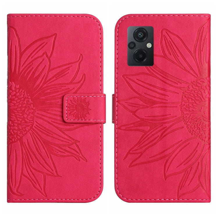 For Xiaomi Poco M5 / Poco M4 5G Skin Feel Sun Flower Pattern Flip Leather Phone Case with Lanyard