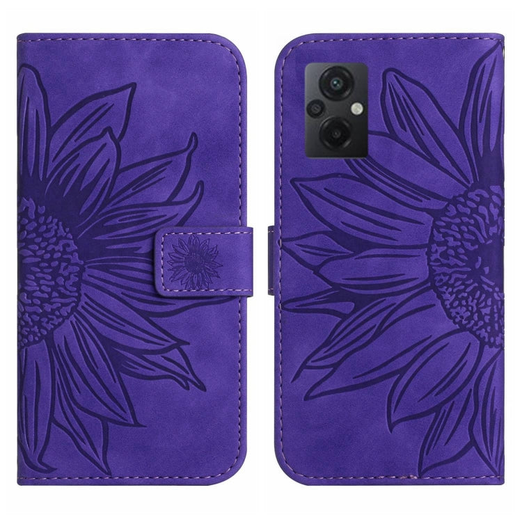 For Xiaomi Poco M5 / Poco M4 5G Skin Feel Sun Flower Pattern Flip Leather Phone Case with Lanyard