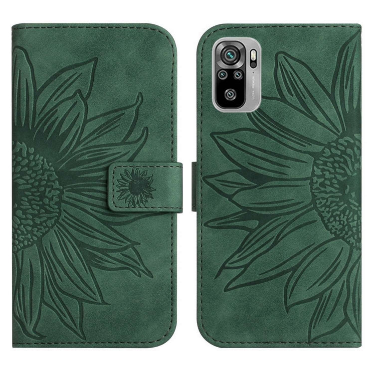 For Xiaomi Poco M5S Skin Feel Sun Flower Pattern Flip Leather Phone Case with Lanyard