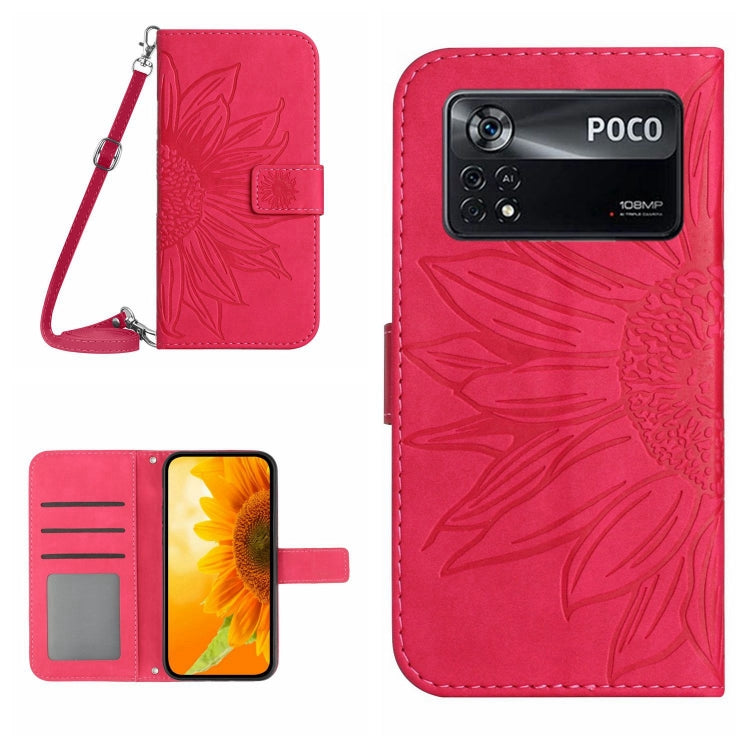 For Xiaomi Poco X4 Pro 5G Skin Feel Sun Flower Pattern Flip Leather Phone Case with Lanyard
