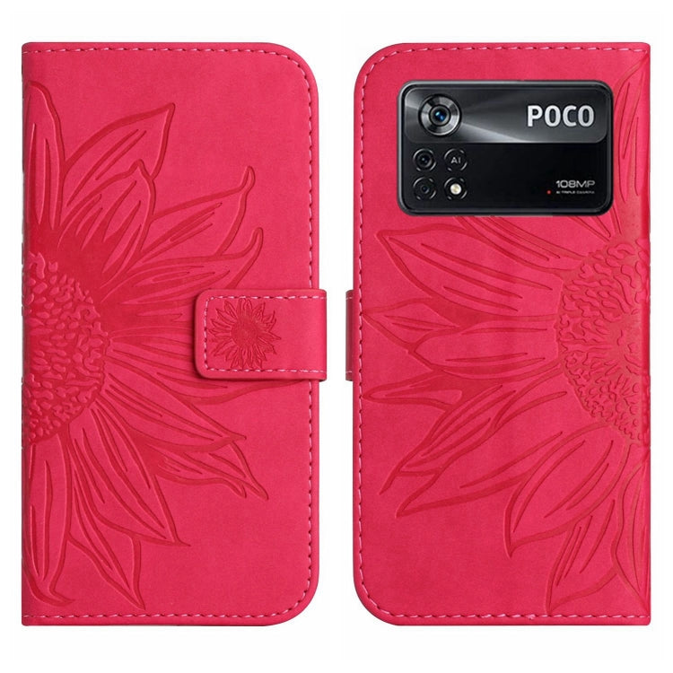 For Xiaomi Poco X4 Pro 5G Skin Feel Sun Flower Pattern Flip Leather Phone Case with Lanyard