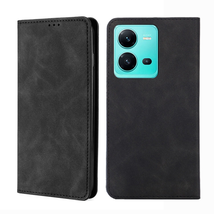 For vivo V25 5G/V25e 5G/X80 Lite Skin Feel Magnetic Horizontal Flip Leather Phone Case