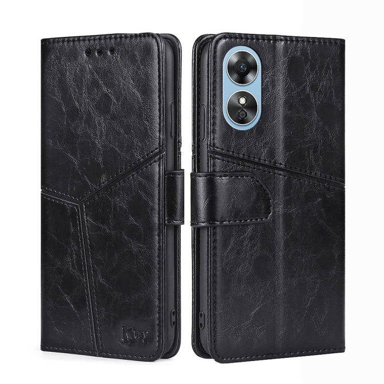 For OPPO A17 Geometric Stitching Horizontal Flip Leather Phone Case