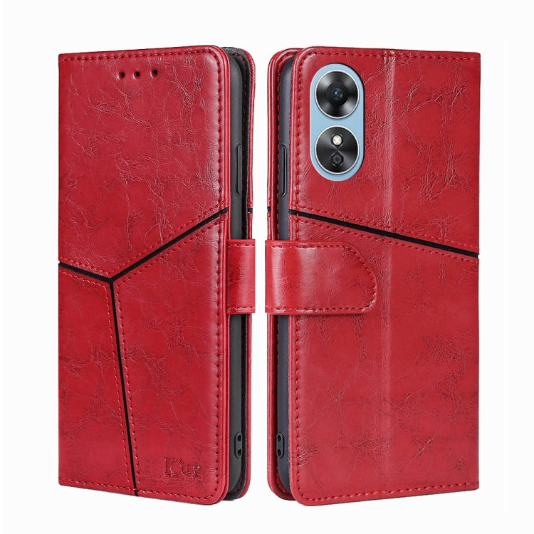 For OPPO A17 Geometric Stitching Horizontal Flip Leather Phone Case