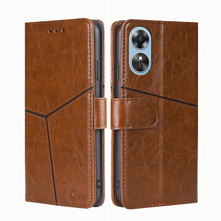 For OPPO A17 Geometric Stitching Horizontal Flip Leather Phone Case