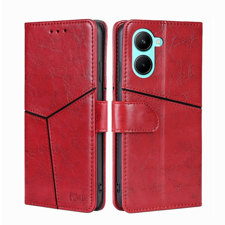 For Realme C33 4G Geometric Stitching Horizontal Flip Leather Phone Case
