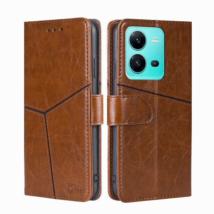 For vivo V25 5G/V25e 5G/X80 Lite Geometric Stitching Horizontal Flip Leather Phone Case