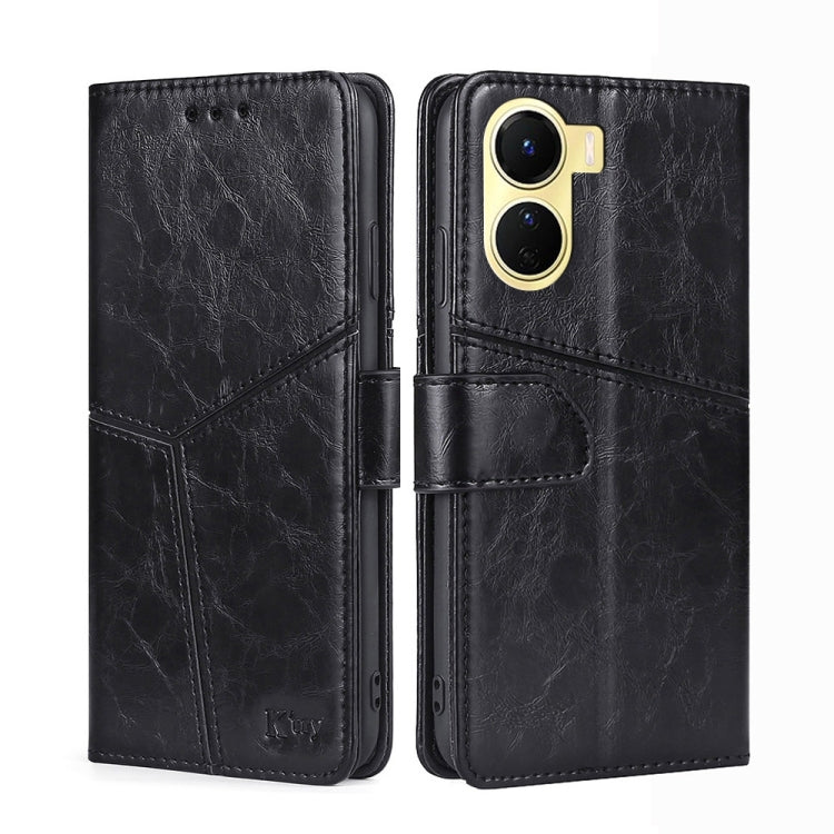 For vivo Y16 4G/Y02s 4G Geometric Stitching Horizontal Flip Leather Phone Case