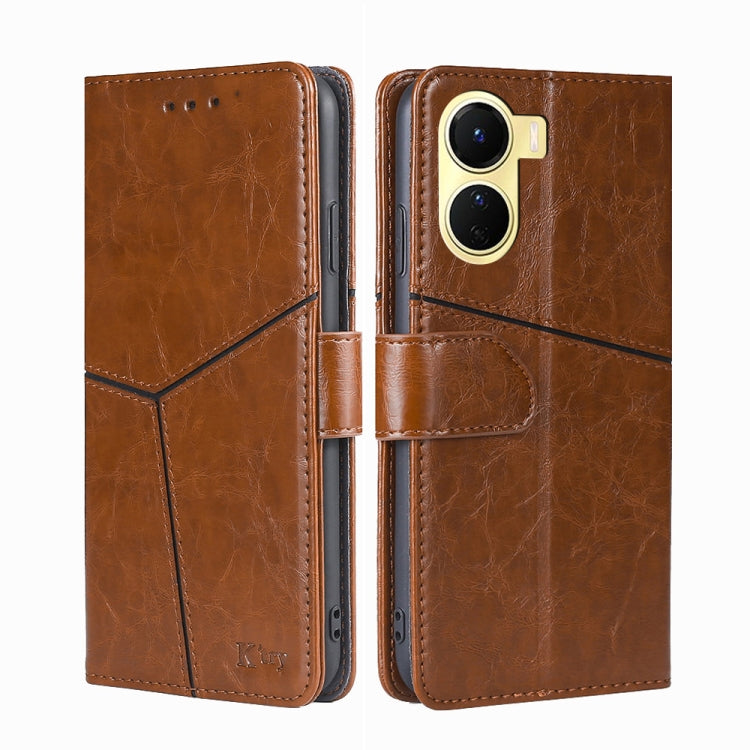 For vivo Y16 4G/Y02s 4G Geometric Stitching Horizontal Flip Leather Phone Case