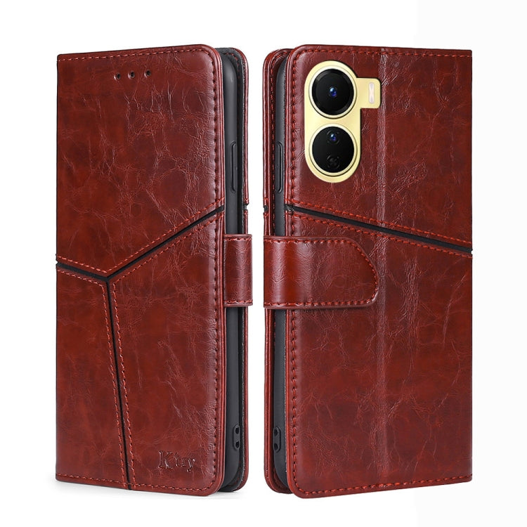 For vivo Y16 4G/Y02s 4G Geometric Stitching Horizontal Flip Leather Phone Case