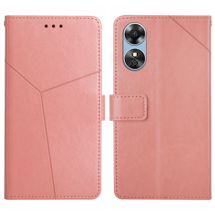 For OPPO A17 HT01 Y-shaped Pattern Flip Leather Phone Case