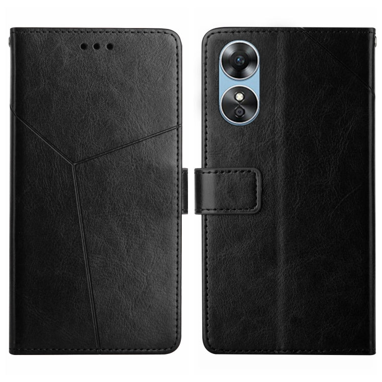 For OPPO A17 HT01 Y-shaped Pattern Flip Leather Phone Case