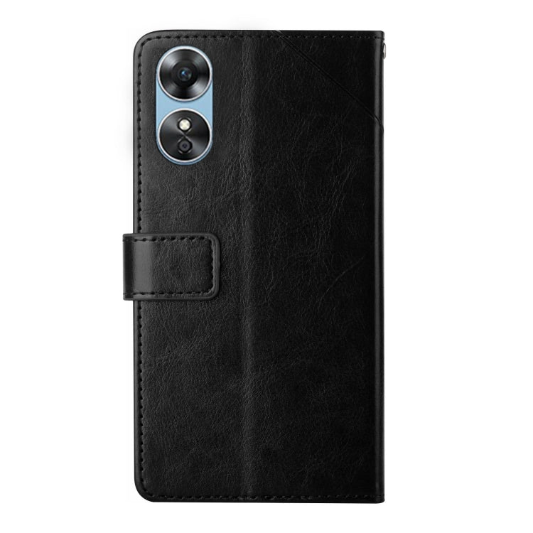 For OPPO A17 HT01 Y-shaped Pattern Flip Leather Phone Case
