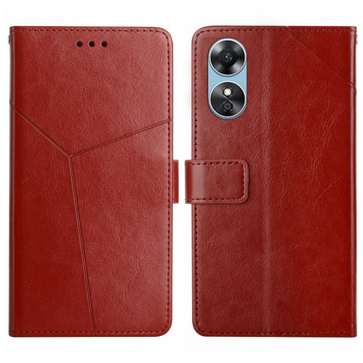 For OPPO A17 HT01 Y-shaped Pattern Flip Leather Phone Case