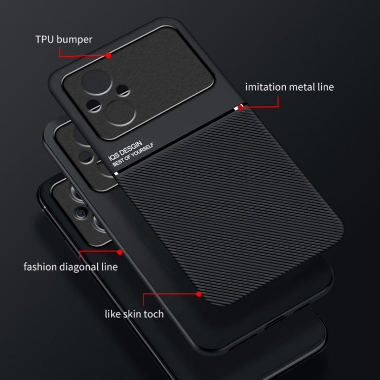 For Xiaomi Poco M5 5G Classic Tilt Strip Grain Magnetic Shockproof PC + TPU Case