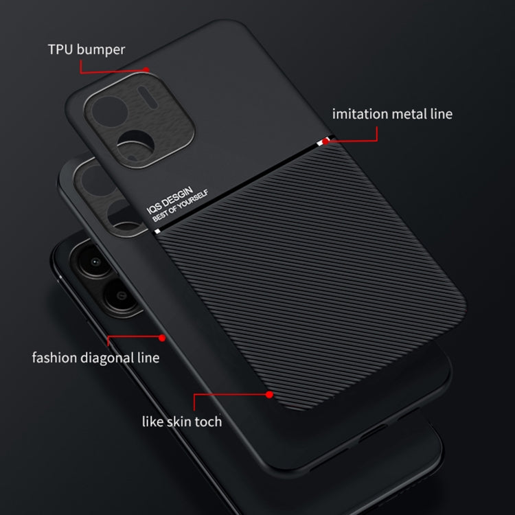 For Xiaomi Redmi A1 4G Classic Tilt Strip Grain Magnetic Shockproof PC + TPU Case