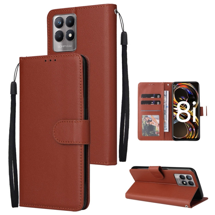 For Realme 8i Multifunctional Horizontal Flip Leather Case with Three Card Slot