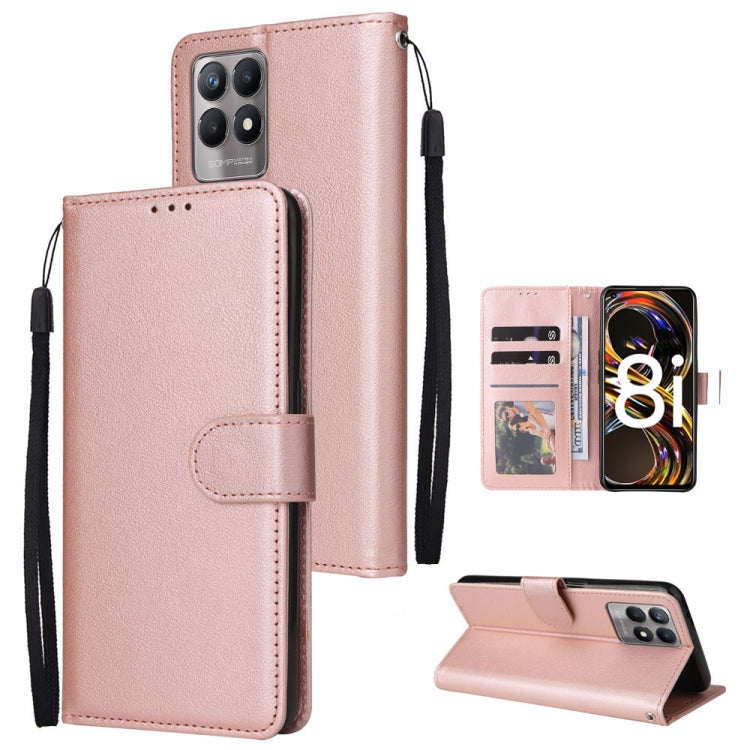 For Realme 8i Multifunctional Horizontal Flip Leather Case with Three Card Slot