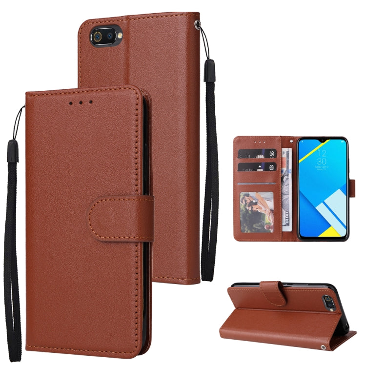 For Realme C2 Multifunctional Horizontal Flip Leather Case with Three Card Slot