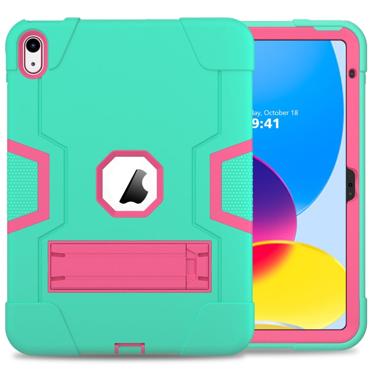 For iPad 10th Gen 10.9 2022 Contrast Color Silicone + PC Tablet Case with Holder