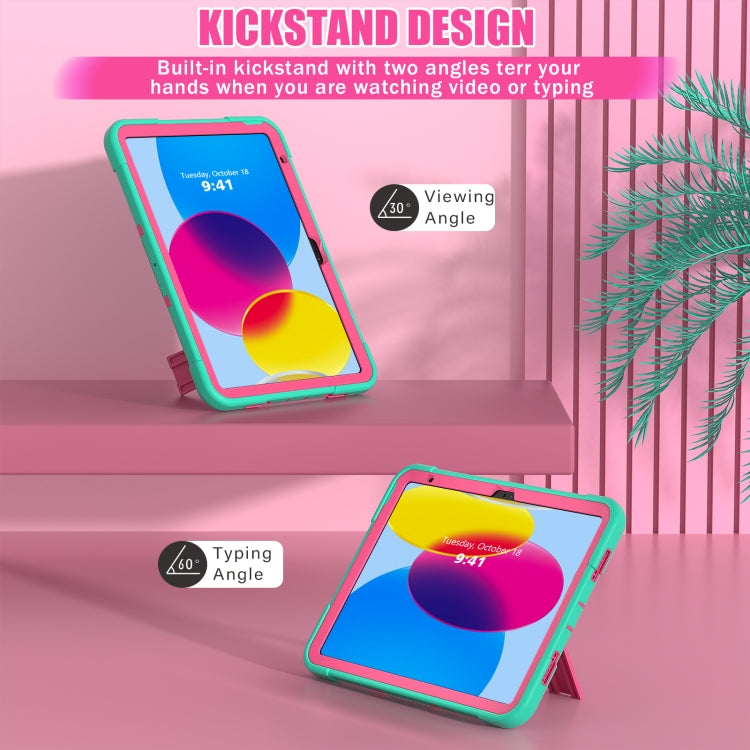 For iPad 10th Gen 10.9 2022 Contrast Color Silicone + PC Tablet Case with Holder